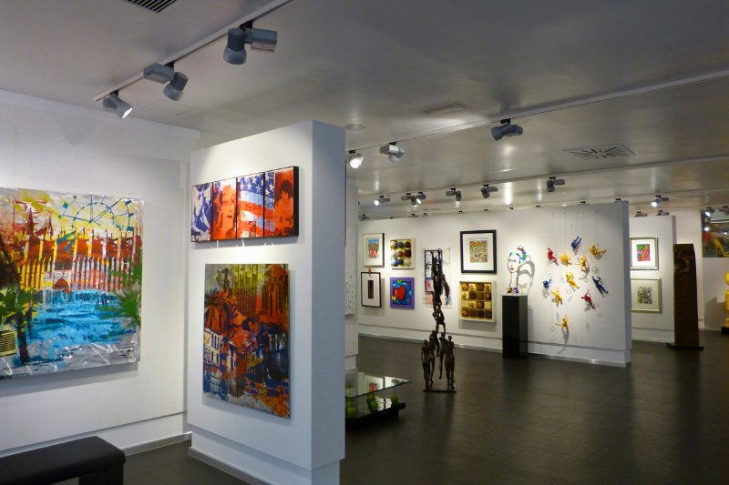 Gallery with displayed artwork