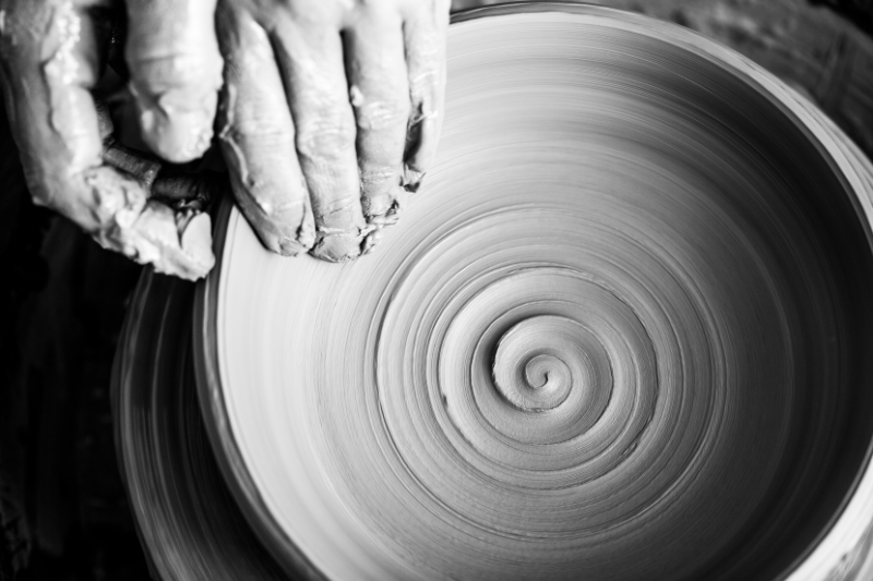 Pottery wheel in motion