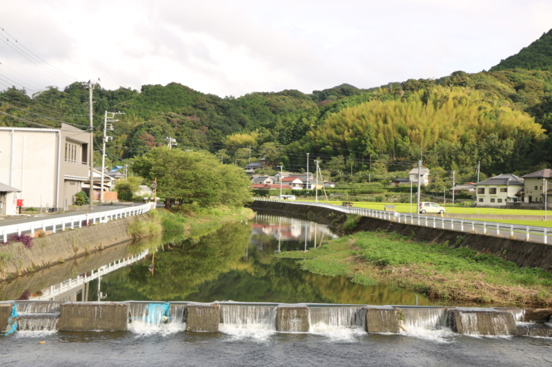 Clear river flowing through Matsuzaki town