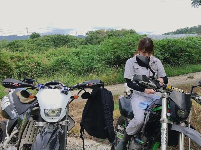 Ryoko riding a motorcycle as a hobby