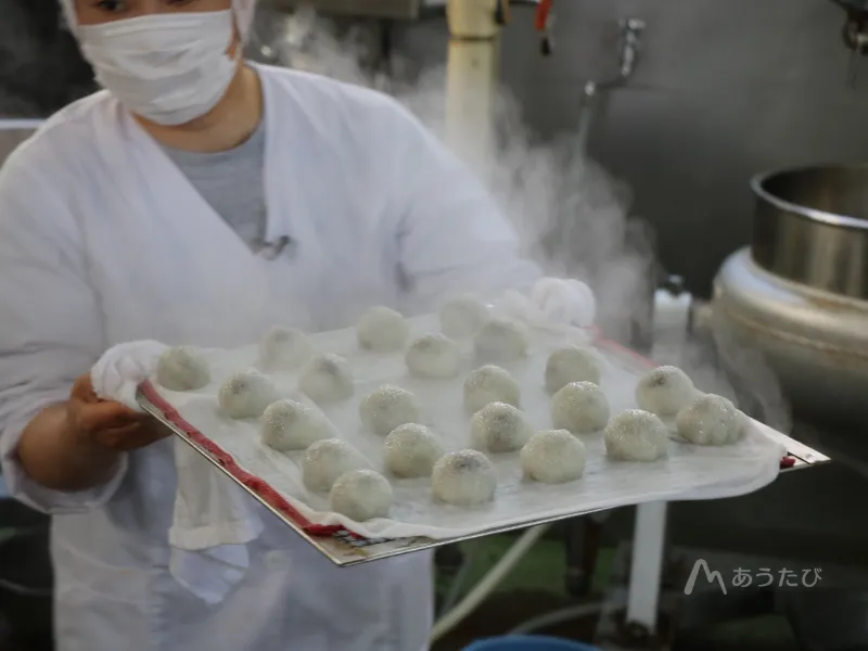 Fumie Watanabe making wagashi at Tamaya Gyokushindo in Nihonmatsu